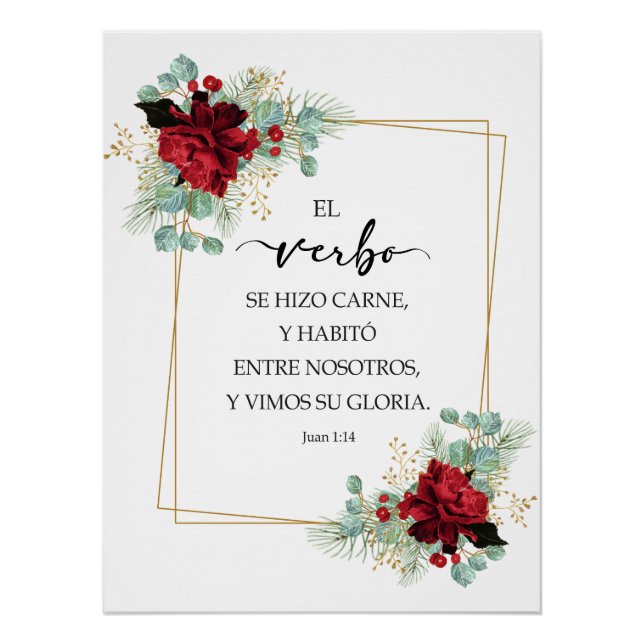 Poster Juan 1:14 Spanish bible verse (Devant)