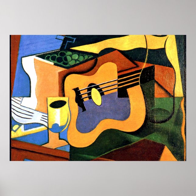 Poster Juan Gris - Guitare et bouteille (Devant)