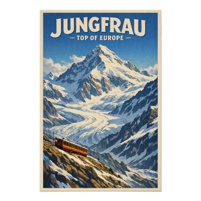 Poster Jungfrau, Suisse, dans un classique rétro  (Devant)
