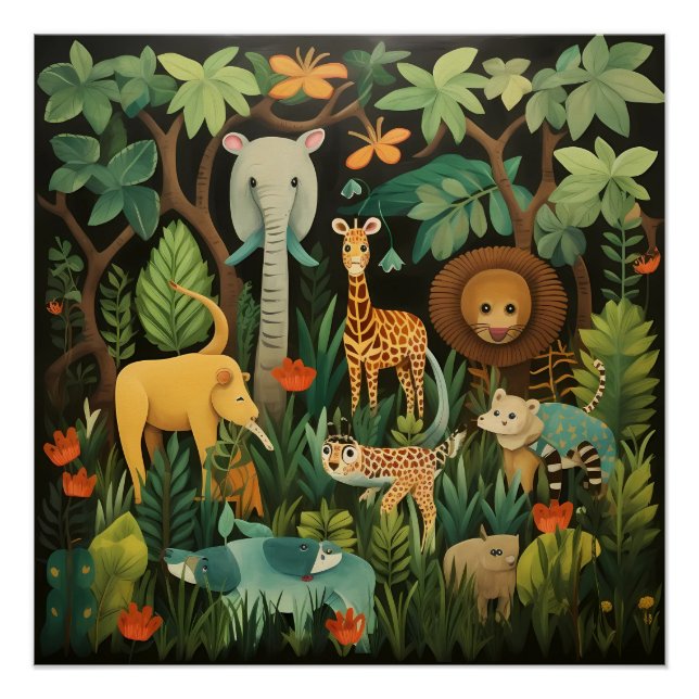 Poster Jungle Safari Nursery Print (Devant)