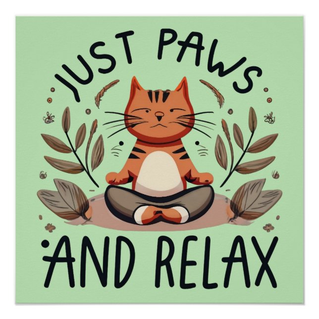 Poster Juste des pattes et relaxer Yoga Cat (Devant)