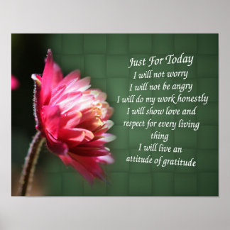 Poster Juste Pour Aujourd'Hui Prière Inspirante Floral