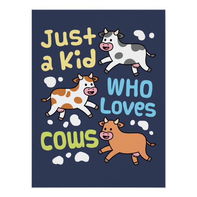 Poster Juste un enfant qui aime vaches vaches (Devant)