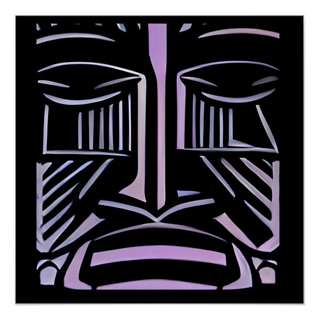 Poster Juste un petit Tiki noir et violet (Devant)