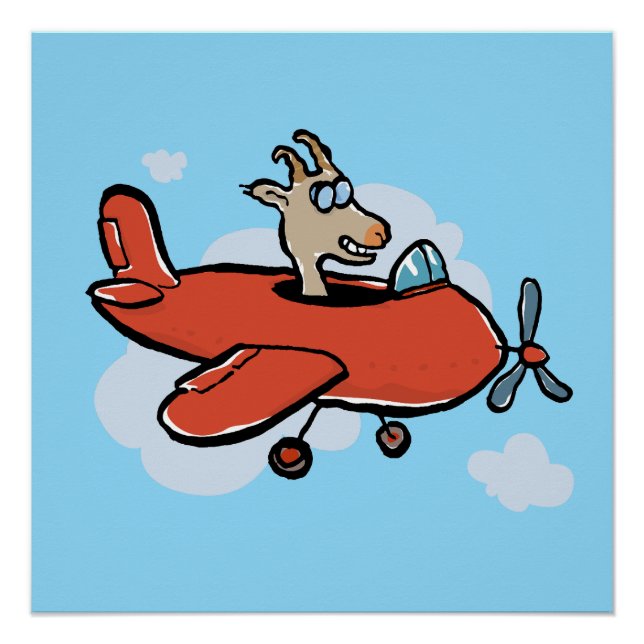 Poster juste une chèvre volant un avion (Devant)