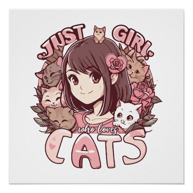 Poster juste une fille qui aime les chats (Devant)