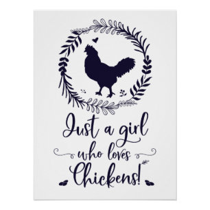 Poster Juste Une Fille Qui Aime Les Poulets Silhouette