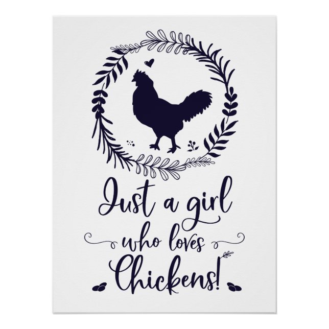 Poster Juste Une Fille Qui Aime Les Poulets Silhouette (Devant)