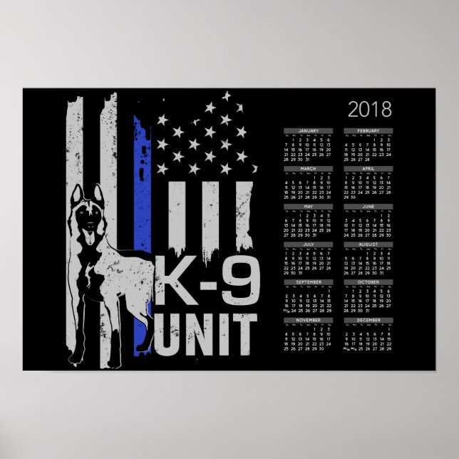 Poster K9 Unit - Malinois  Calendar 2018 (Devant)
