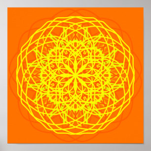 Poster Kaleidoscope d'art Abstrait jaune orange