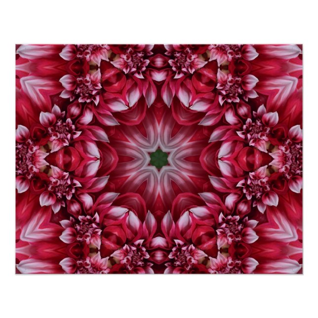 Poster Kaleidoscopic Crimson Dahlia (Devant)