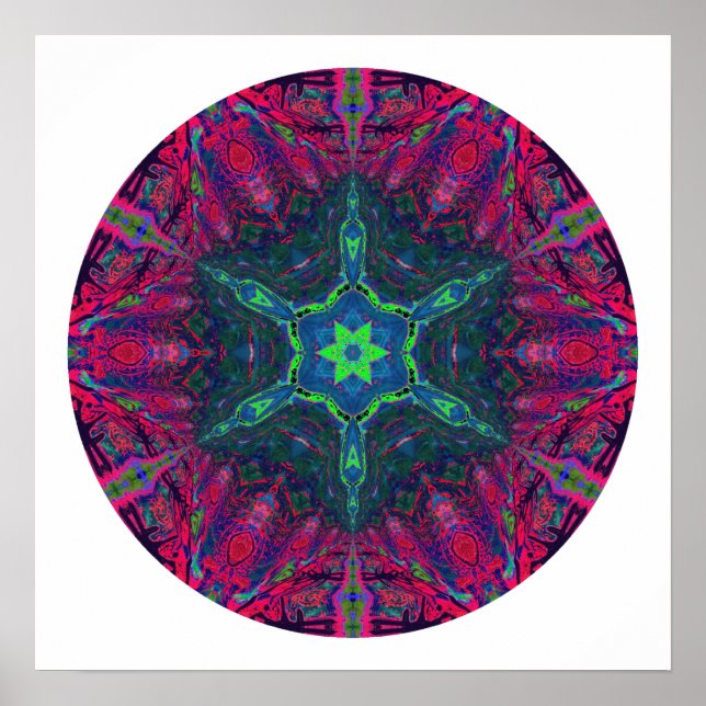 Poster Kaleidoscopic Snowflake Mandala 2 (Devant)