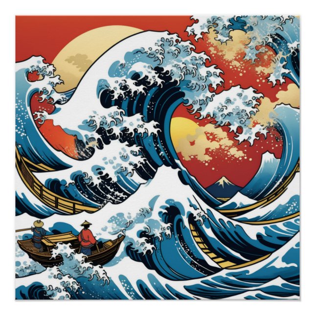 Poster Kanagawa Japonais La grande vague (Devant)