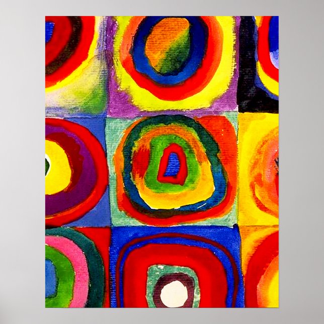 Poster Kandinsky étude de couleur carrés cercles Art (Devant)