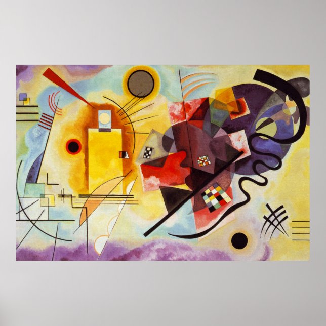 Poster Kandinsky Jaune Rouge Bleu Abstrait Peinture en to (Devant)