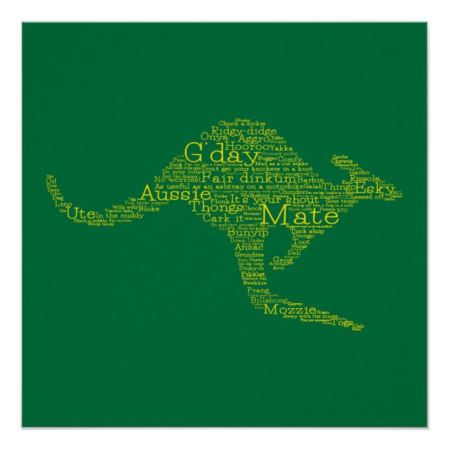 Poster Kangourou en argot australien (Devant)