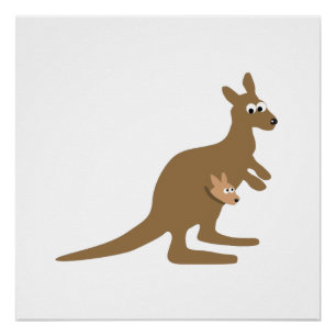 Poster Kangourou et bébé mignon