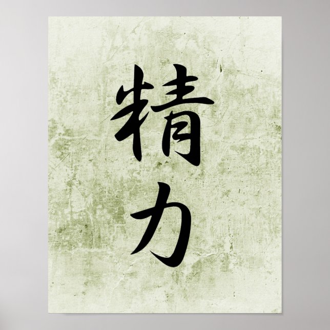 Poster Kanji japonais pour l'énergie - Seiryoku (Devant)