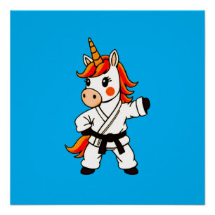 Poster Karate et unicorn .Fantastique art martial