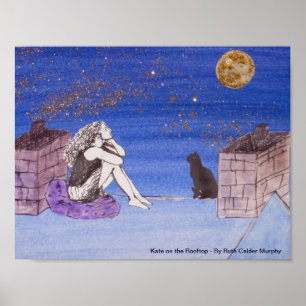 Poster Kate sur le dessus de toit - autoportrait