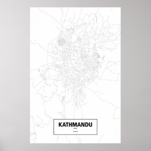 Poster Katmandou, Népal (noir sur blanc)