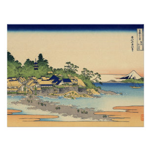 Poster Katsushika Hokusai Enoshima dans la province de Sa