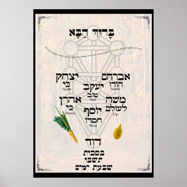 Poster Kavannah pour Lulav et Etrog (Devant)