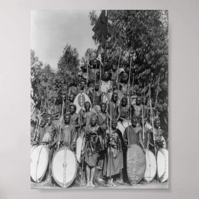 Poster Kavirondos avec Spears et Boucliers (Devant)