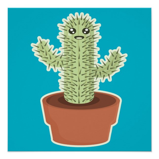 Poster Kawaii Cactus (Devant)