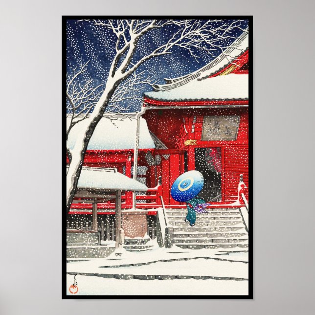 Poster Kawase Hasui Neige à Ueno Kiyomizudo hanga art (Devant)