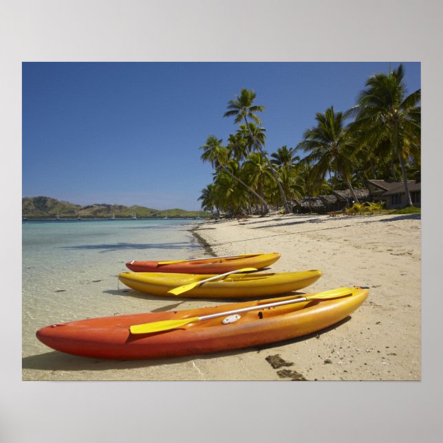 Poster Kayaks on the beach, Plantation Island (Devant)