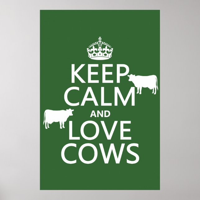 Poster Keep Calm and Love Cows (Devant)
