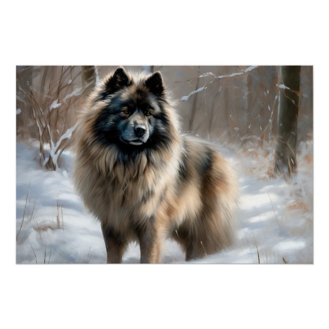 Poster Keeshond Qu'Il Neige Noël (Devant)