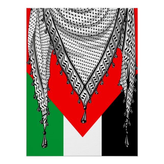 Poster Keffiyeh Écharpe palestinienne tissu traditionnel (Devant)