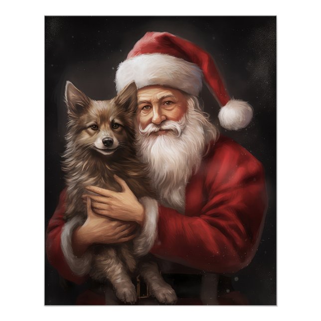Poster Kelpie australienne avec Noël au Père Noël (Devant)