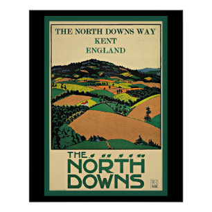 Poster Kent, Angleterre, North Downs,