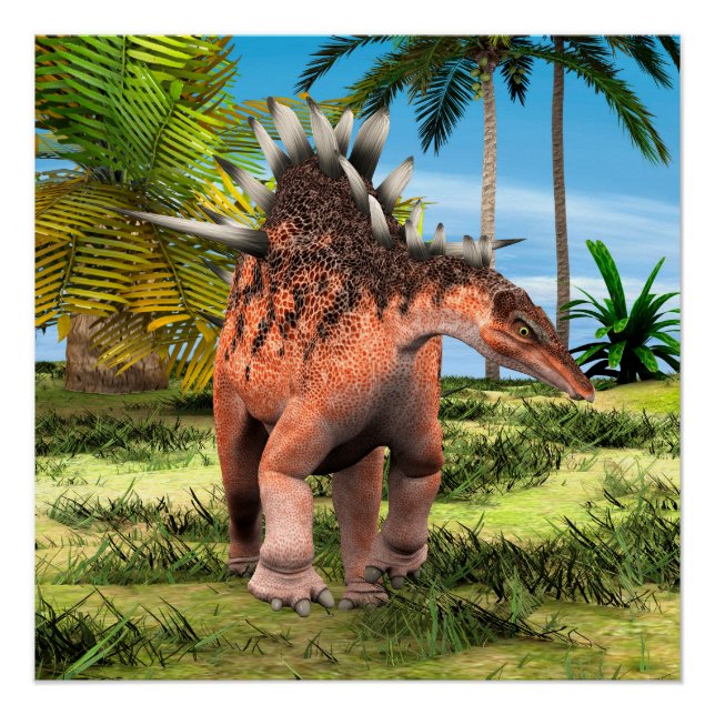Poster Kentrosaurus Dinosaure Jungle Art Préhistorique (Devant)