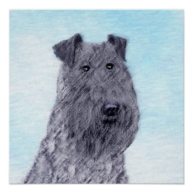 Poster Kerry Blue Terrier peinture mignonne Chien d'origi (Devant)