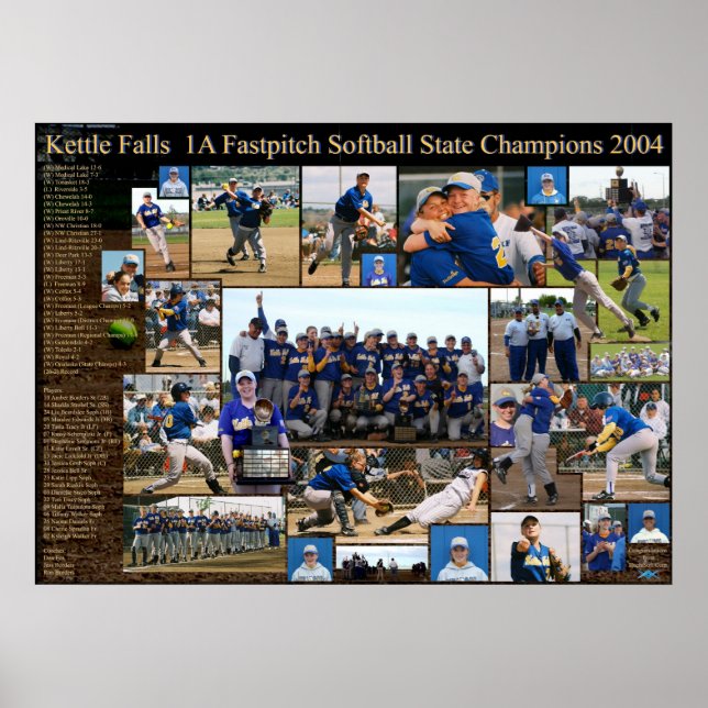 Poster Kettle Falls 1A Champions de l'État de Fastpitch (Devant)