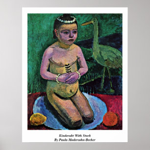 Poster Kinderakt avec la cigogne par Paula