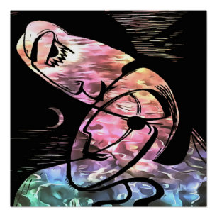 Poster Kiss By Moonlight et Ocean Abstrait Art