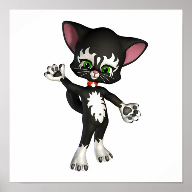 Poster Kit E. Chat, mignonne chaton caricaturale (Devant)