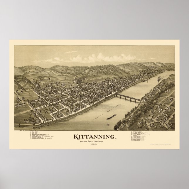 Poster Kittanning, PA Carte panoramique - 1896 (Devant)
