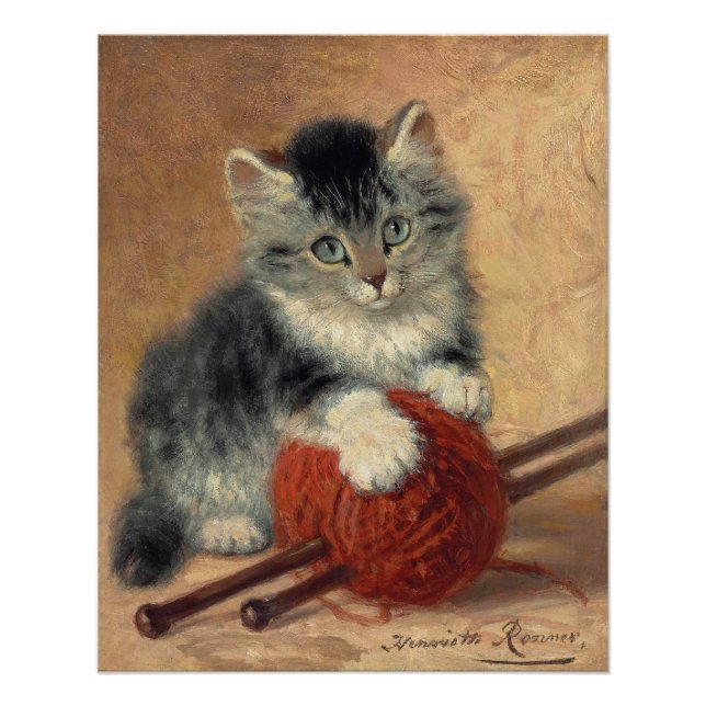 Poster Kitten avec une boule de laine CC1174 Ronner-Knip (Devant)