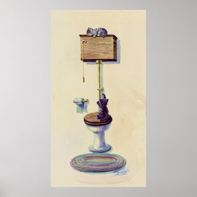 Poster KITTENS sur TOILET par SHARON SHARPE (Devant)