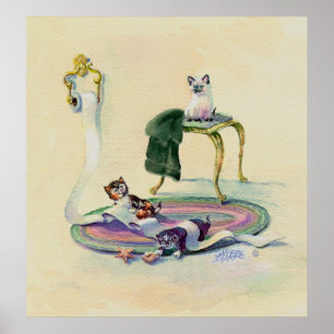 Poster KITTENS & TOILET PAPIER par SHARON SHARPE