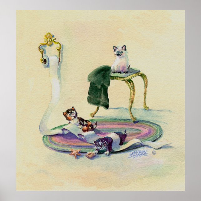 Poster KITTENS & TOILET PAPIER par SHARON SHARPE (Devant)