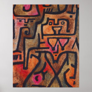 Poster Klee Abstrait Rouge Abstrait Expressionniste Natur