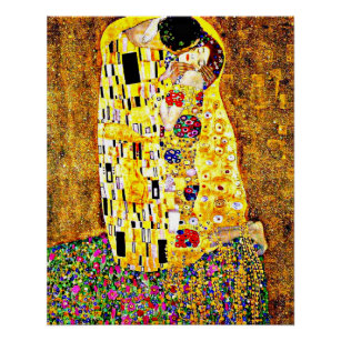 Poster Klimt - The Kiss (pleine longueur) fine art