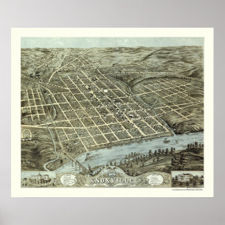 Poster Knoxville, TN Carte panoramique - 1871